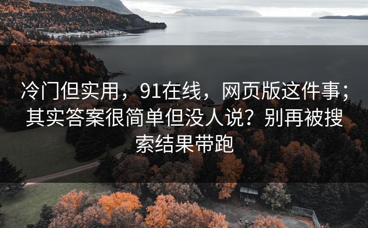 冷门但实用，91在线，网页版这件事；其实答案很简单但没人说？别再被搜索结果带跑  第1张
