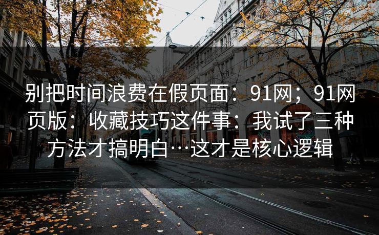 别把时间浪费在假页面：91网；91网页版：收藏技巧这件事：我试了三种方法才搞明白…这才是核心逻辑  第1张